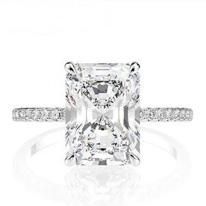 GRA Certified 5 Carat Ethical Moissanite Diamond Ring. 925 Silver. New.
